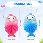 2PCS Kids Cartoon Bath Loofah Soft Bath Sponge Body Scrubber