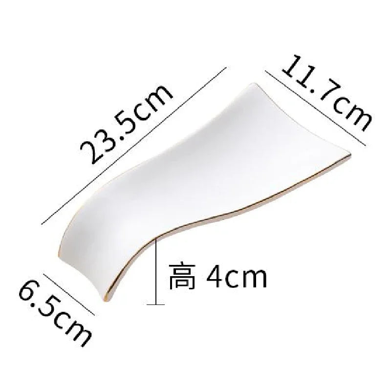 Luxury Ceramic Spoon Rest Gold Utensil Holder