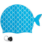 Kids Fish Tail Swim Cap Set Waterproof Swimming Hat