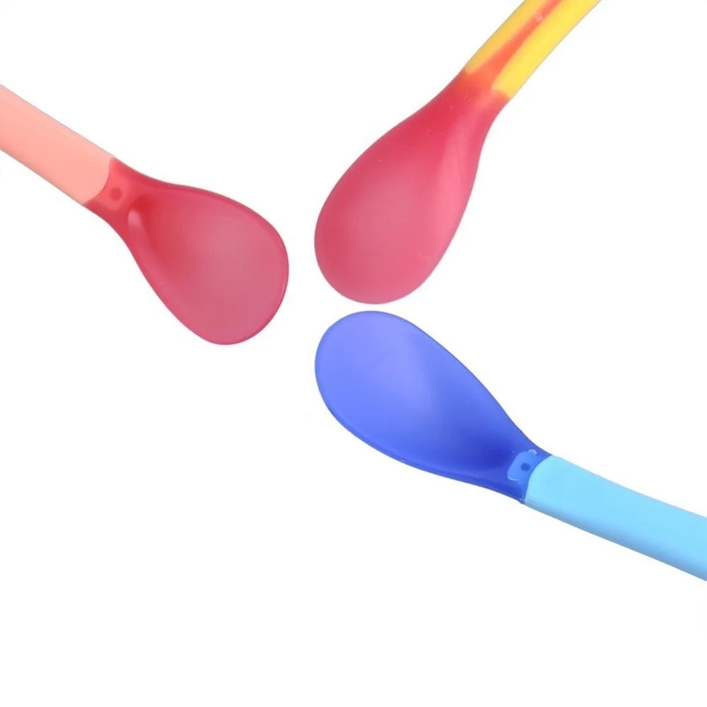 3PCS Temperature Sensing Baby Silicone Spoon Set for Feeding