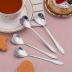 4PCS Heart Shape Stainless Steel Coffee Spoon Set for Drinks