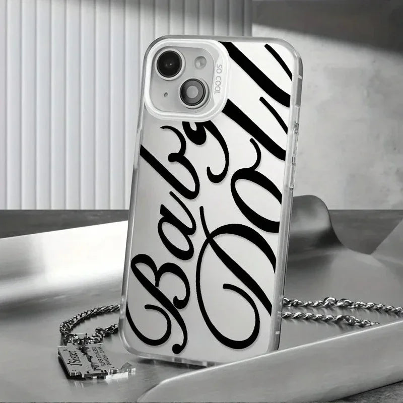 Creative Letter Print Case for iPhone 11 12 13 14 15 16 17 Air