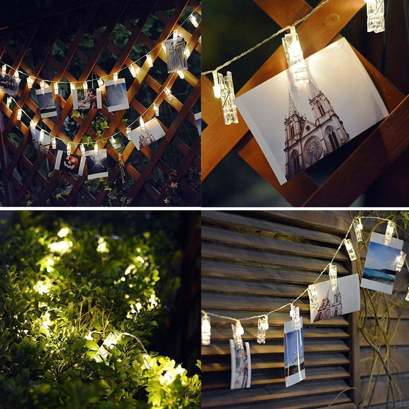 Photo Clip Fairy String Lights Warm LED Garland Lights