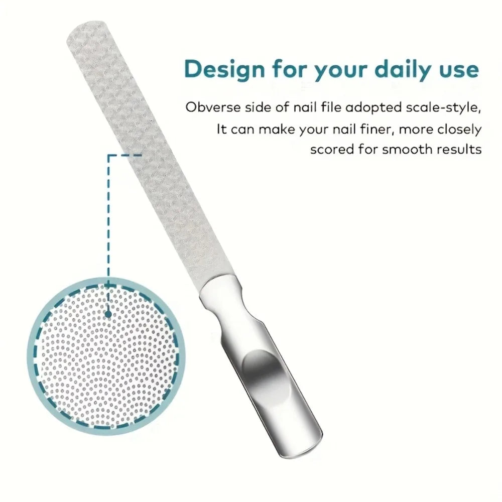 Double Sided Stainless Steel Nail File Reusable Manicure Tool Kit