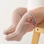 Baby Girl Knee High Lace Socks Soft Cotton Bow Socks 0-3Y