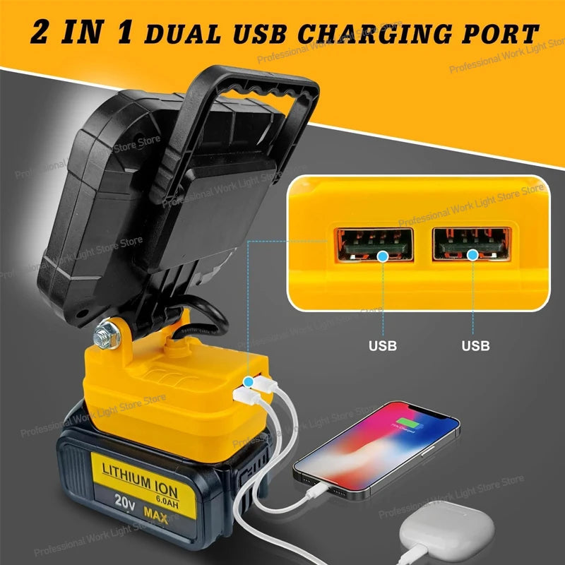 Cordless LED Work Light for DeWalt 20V Battery