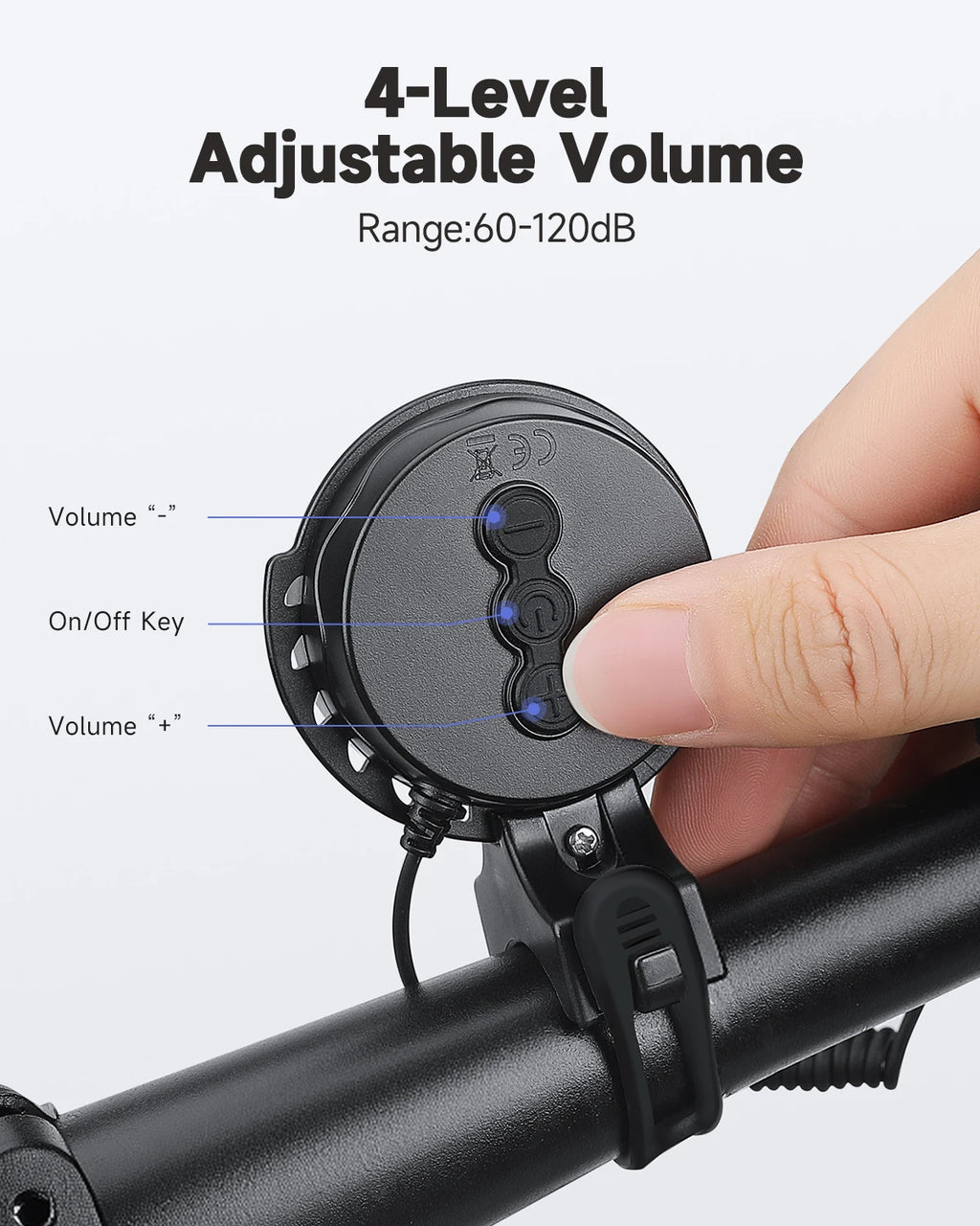 120dB Rechargeable Electric Bike Horn Waterproof Bicycle Safety Bell