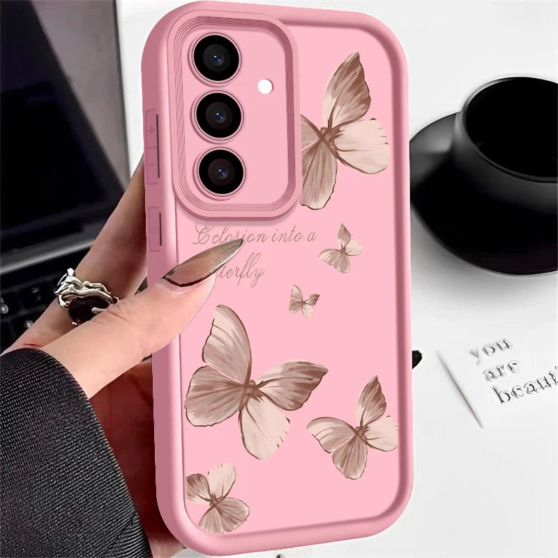 Gold Butterfly TPU Case for Samsung Galaxy S22 S23 S24 S25 S26