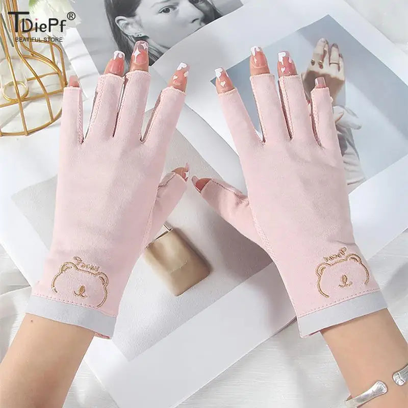 Anti UV Nail Gloves Fingerless UV Protection Gloves for Nail Art