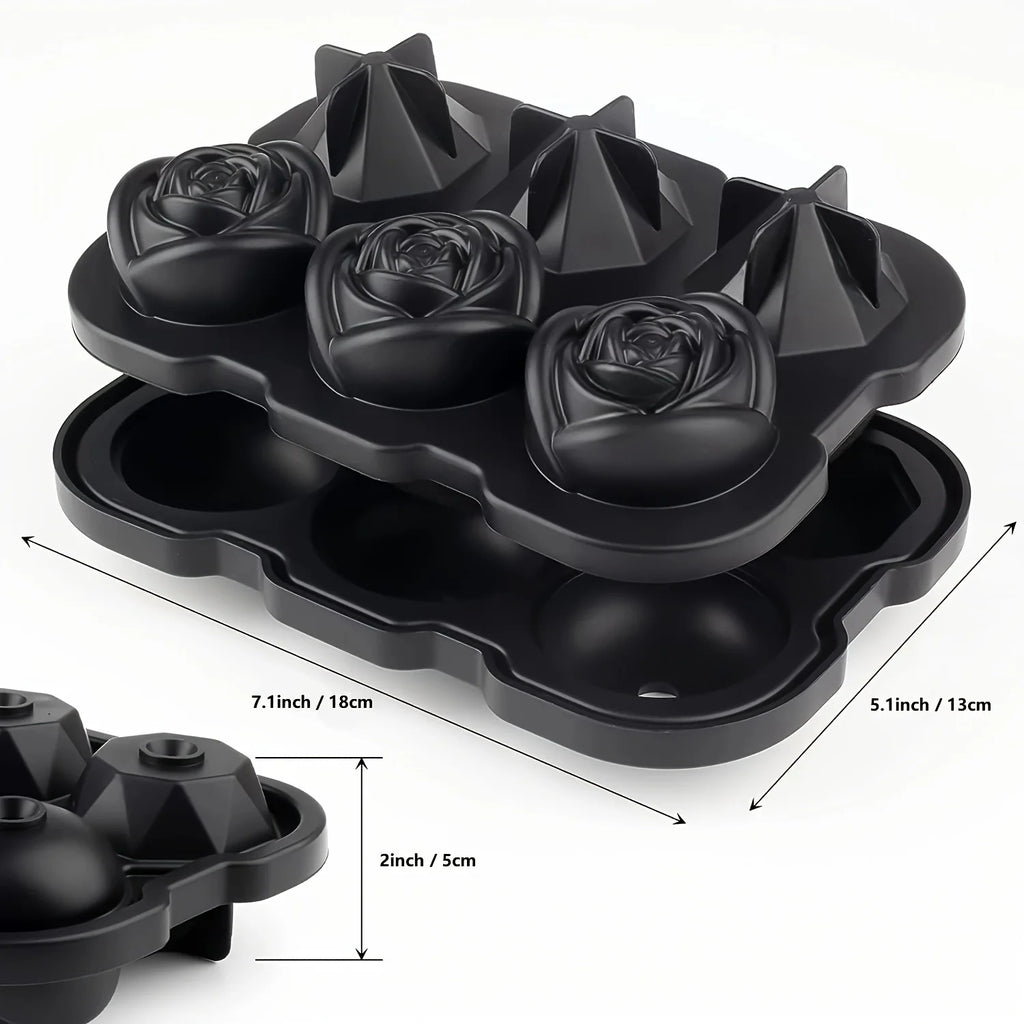 Diamond Rose Gun Shape Ice Cube Mold Silicone Cocktail Ice Maker Tray