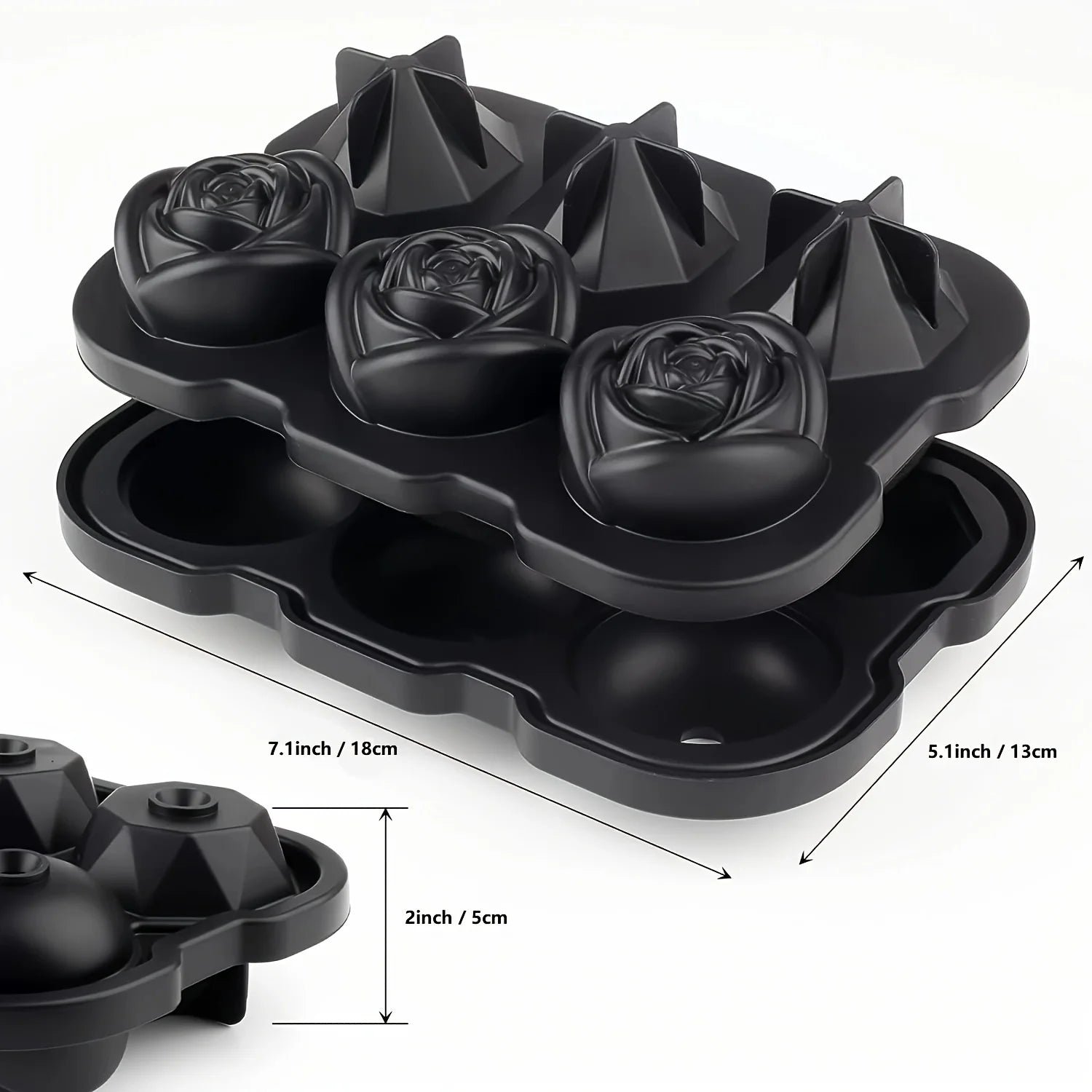 Diamond Rose Gun Shape Ice Cube Mold Silicone Cocktail Ice Maker Tray