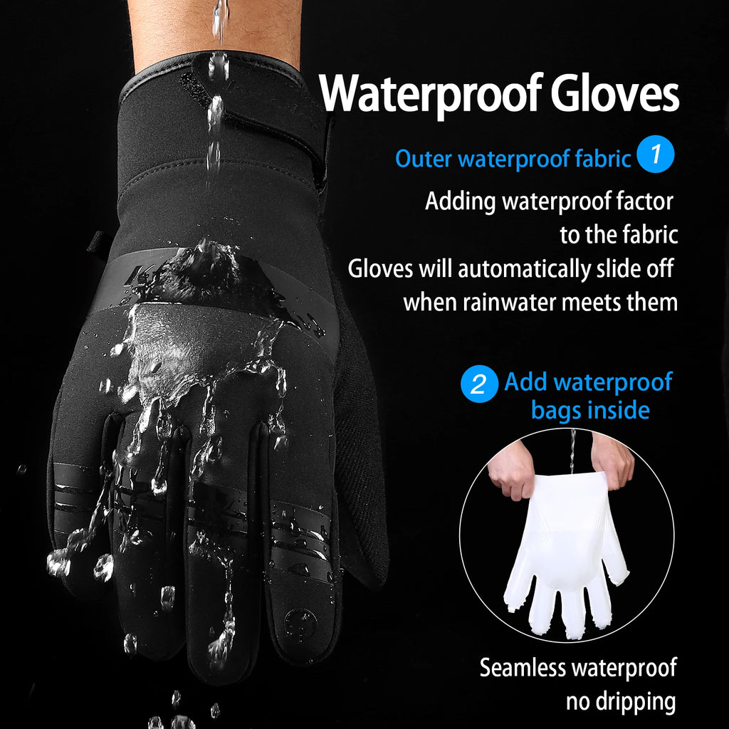 Winter Waterproof Cycling Gloves Touchscreen Windproof MTB Gloves