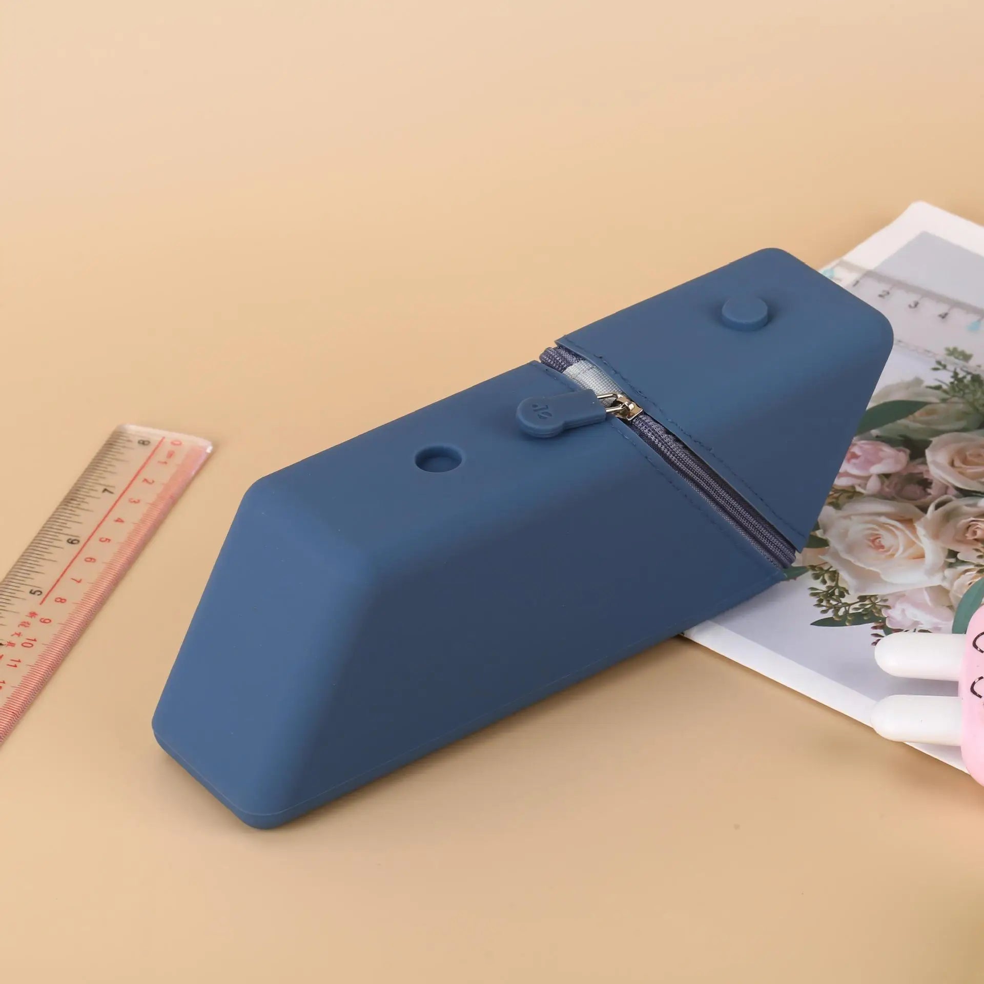 Silicone Pencil Case Large Capacity Gradient Stationery Organizer