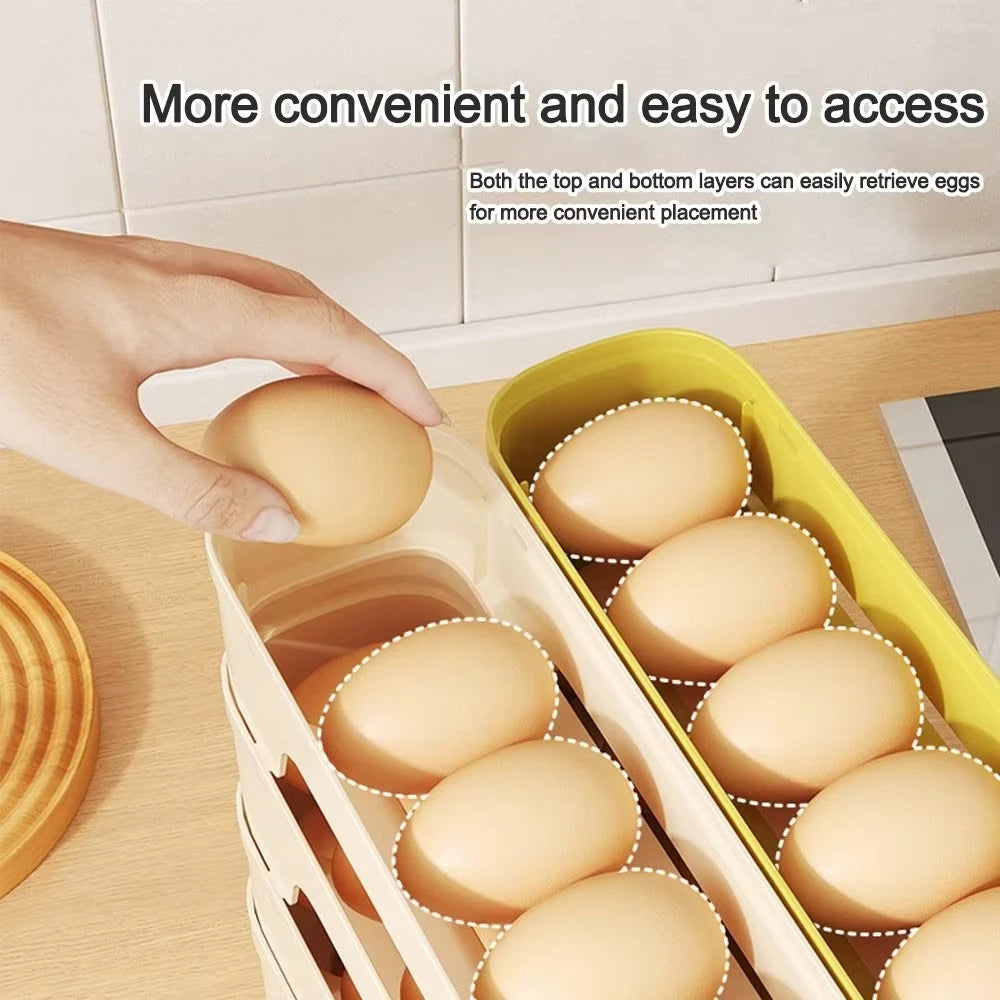 Rolling Egg Storage Box Fridge Egg Organizer
