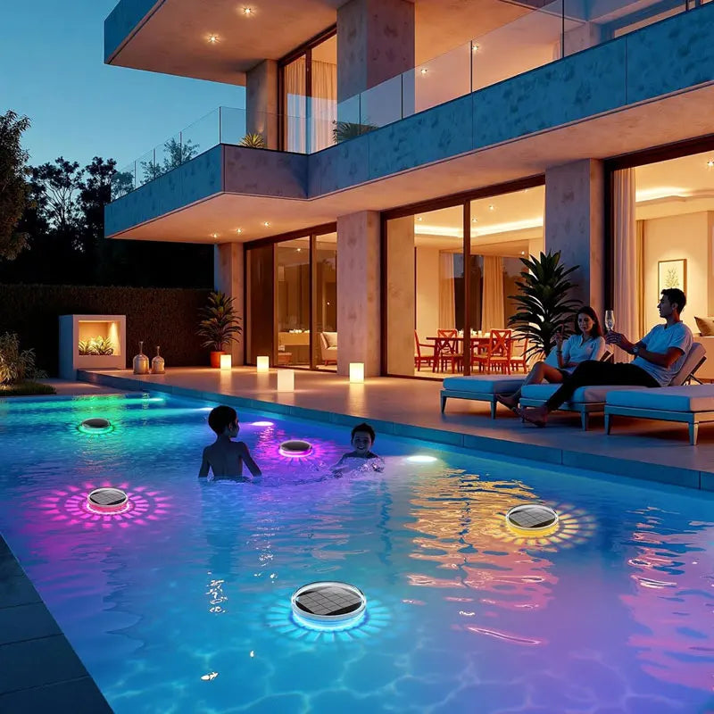 Solar Rechargeable Floating Pool Lights with Remote