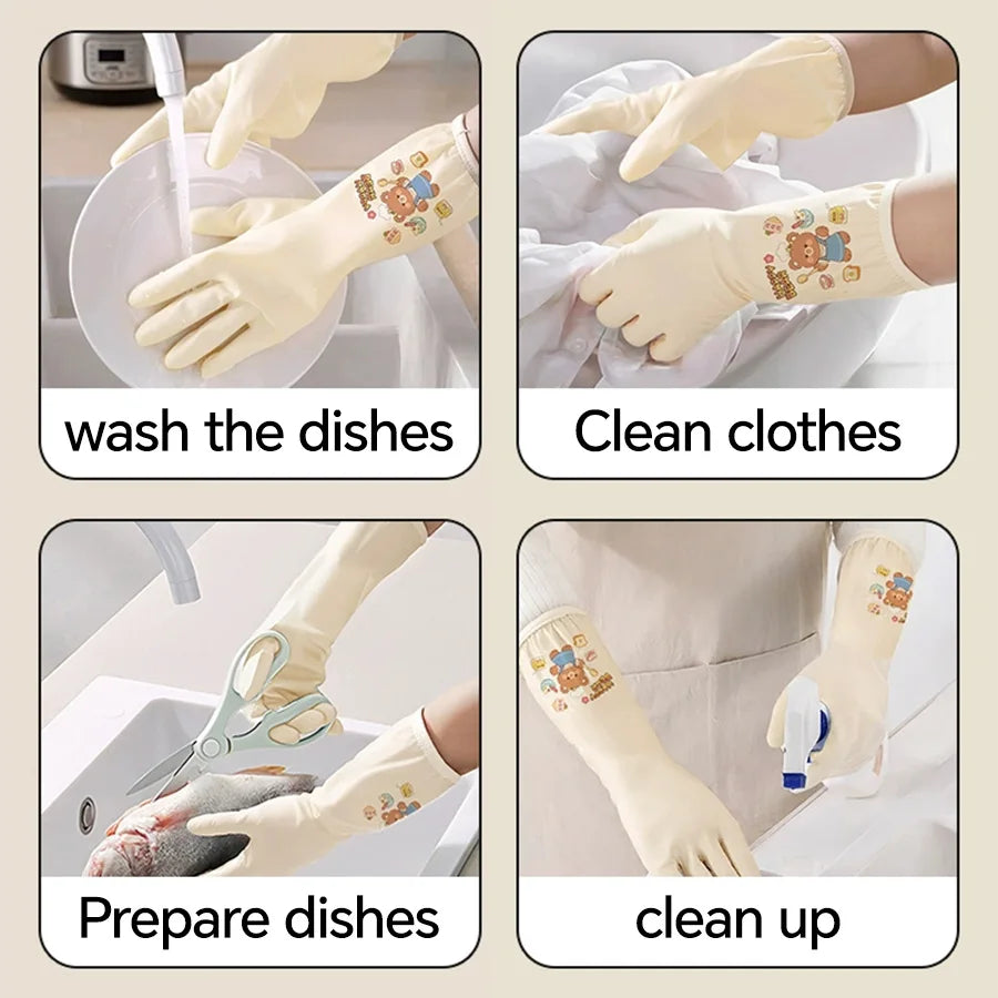 3 Pairs Kitchen Cleaning Gloves Waterproof Non-Slip
