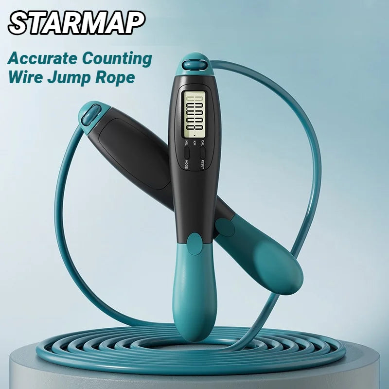 Counting Steel Jump Rope Adjustable Skipping Fitness Gym Adults