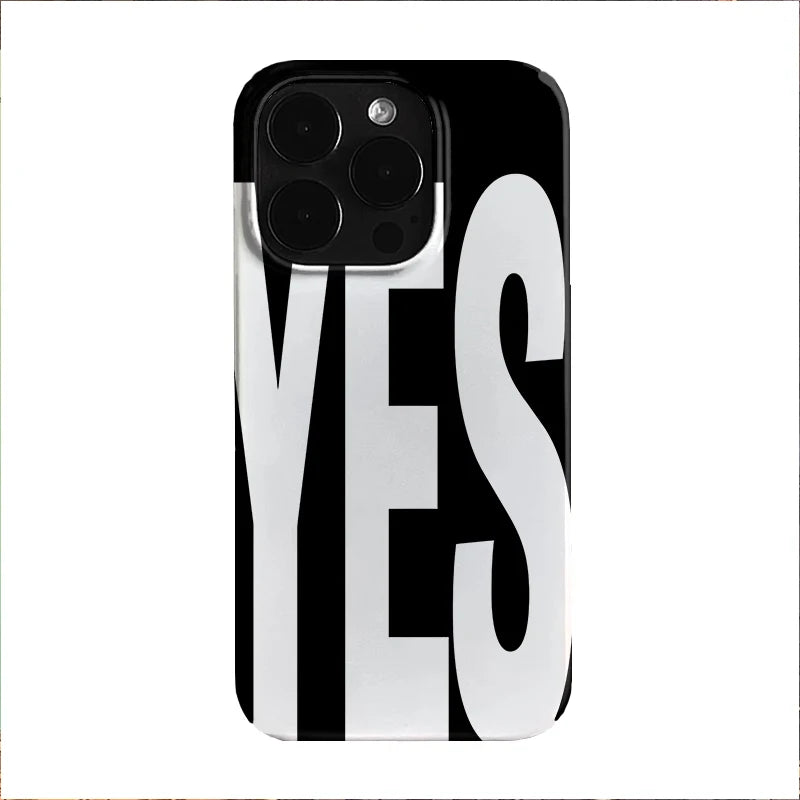 YES NO Letter Art iPhone Case for 16 15 14 13 12 11 Pro Max