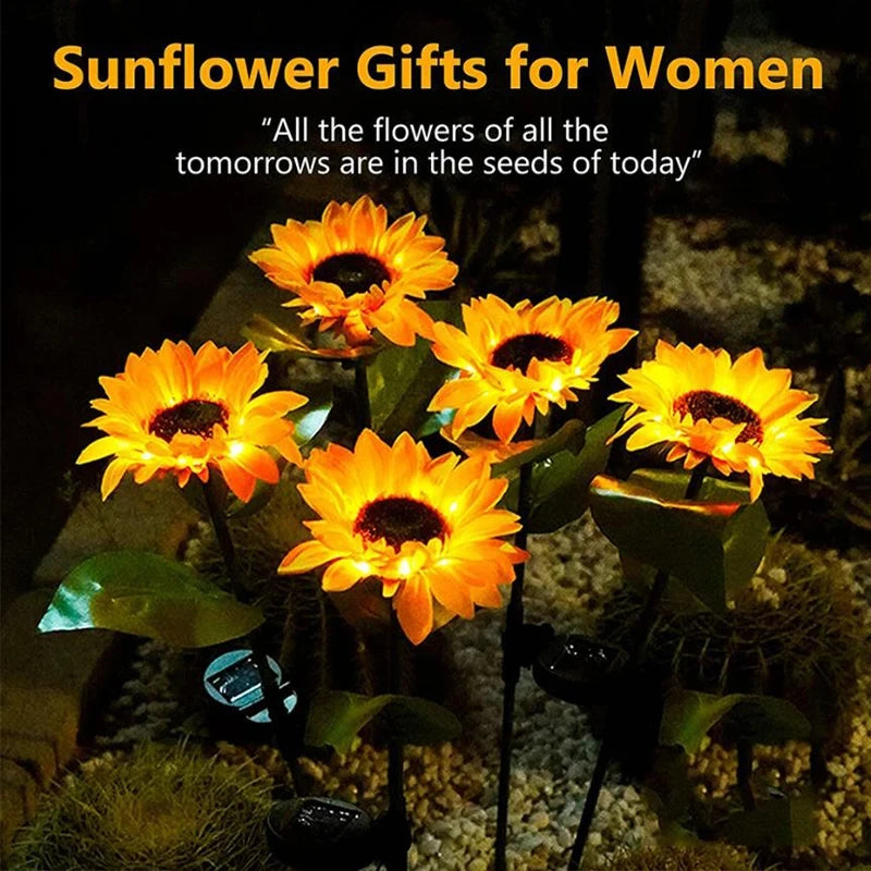 Solar Sunflower LED Garden Lights for Waterproof Lawn Decor