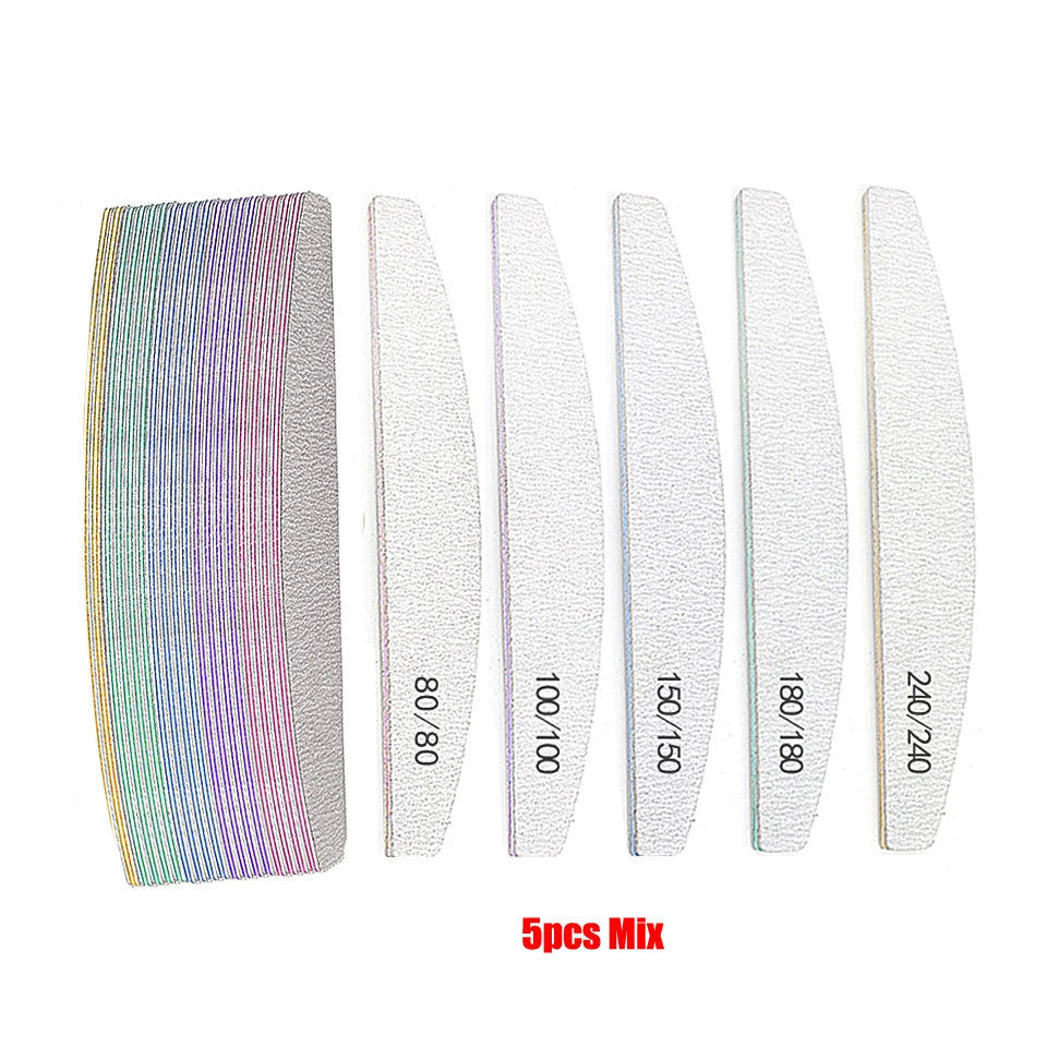 5Pcs Nail File Set Professional Grit Manicure Buffer Kit