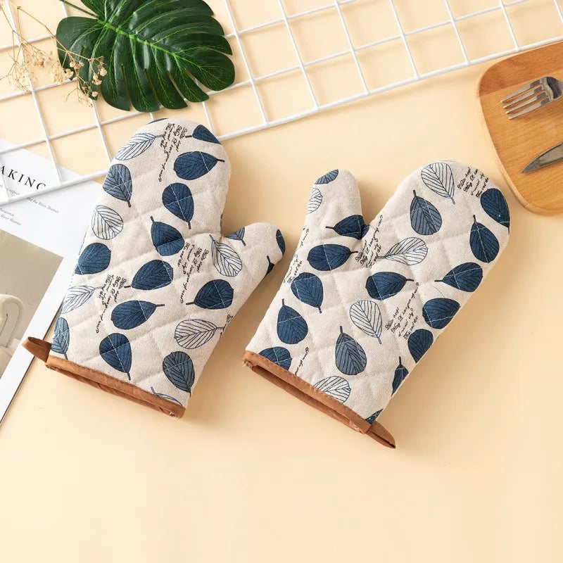 Thickened Cotton Oven Mitts – Heat Resistant Baking Gloves (1 Pair)