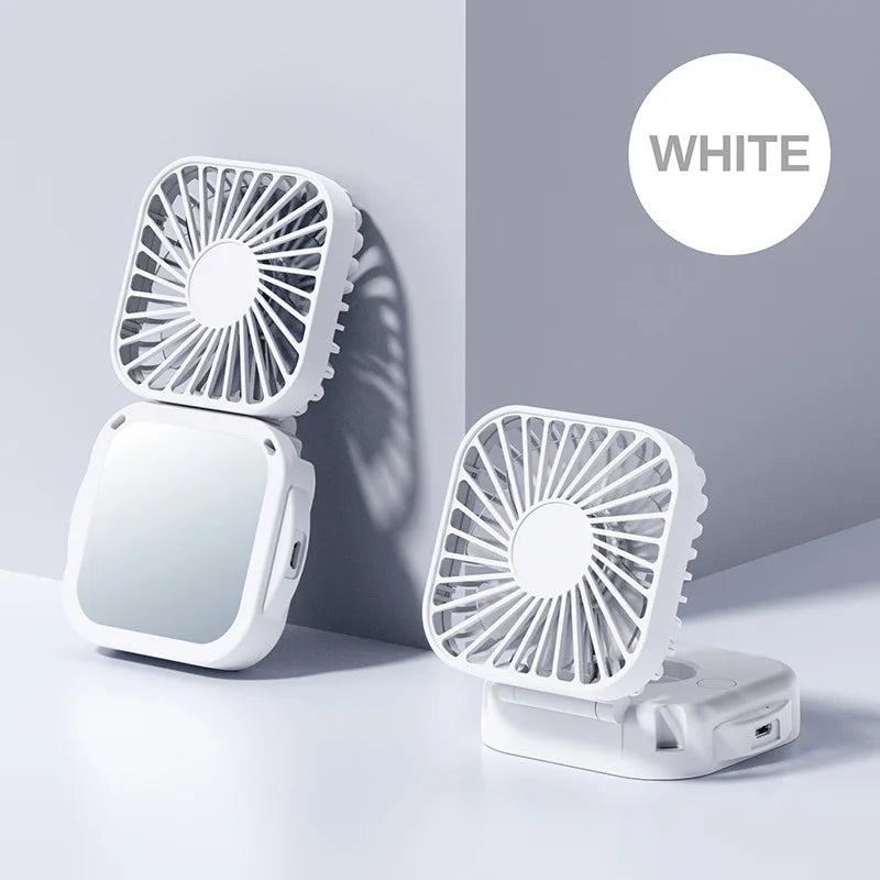 Handheld Mini Fan with Mirror UK 500mAh USB Rechargeable Fan