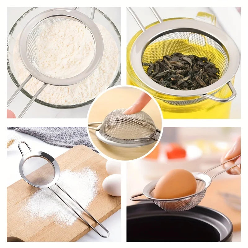 3PCS Fine Mesh Strainer Set Flour Sifter