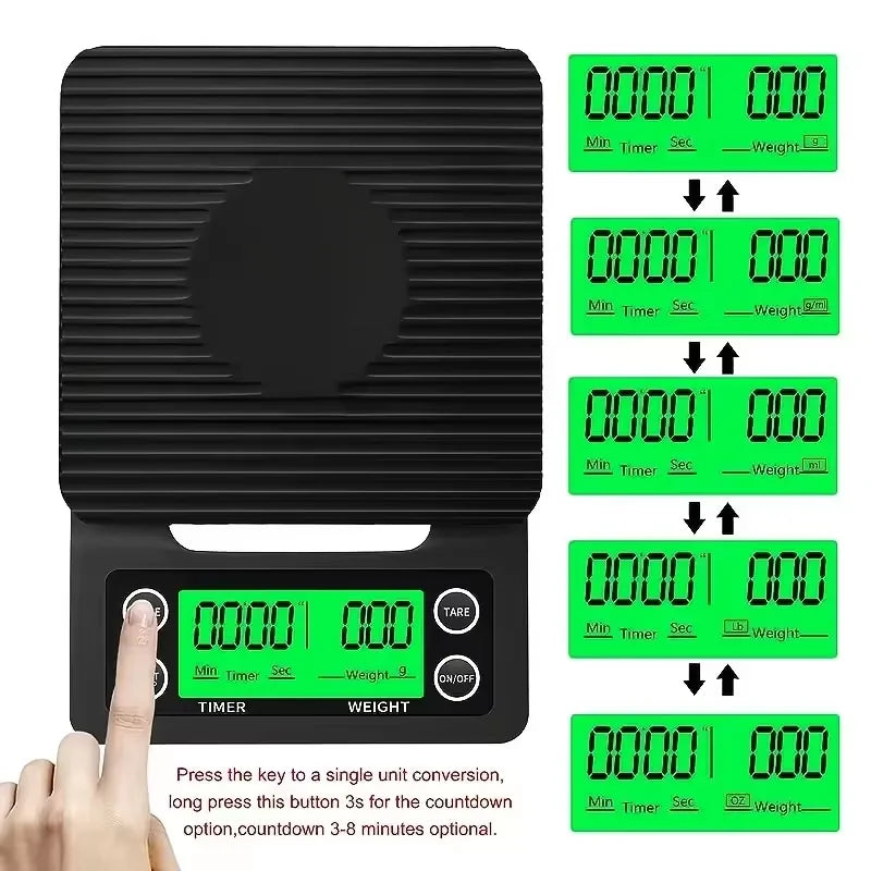 3KG Digital Coffee Scale 0.1g Precision LCD