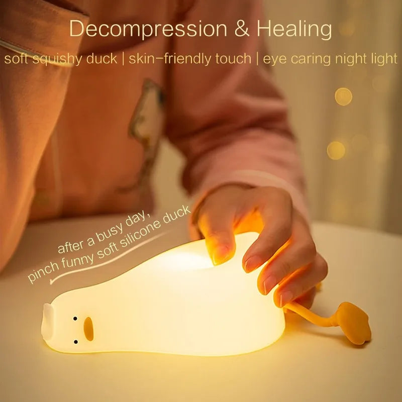 LED Duck Night Light Rechargeable Silicone Bedside Lamp