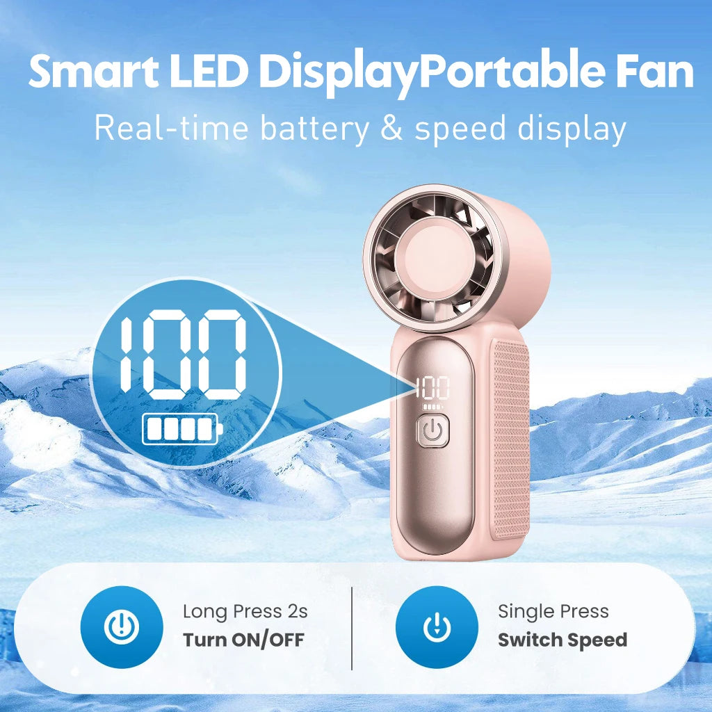 Mini Turbo Handheld Fan 3600mAh USB Rechargeable Portable Fan