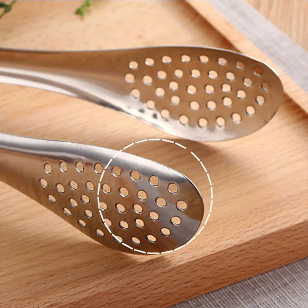Kitchen Food Tongs Stainless Steel – Heat Resistant BBQ & Salad Serving Clip