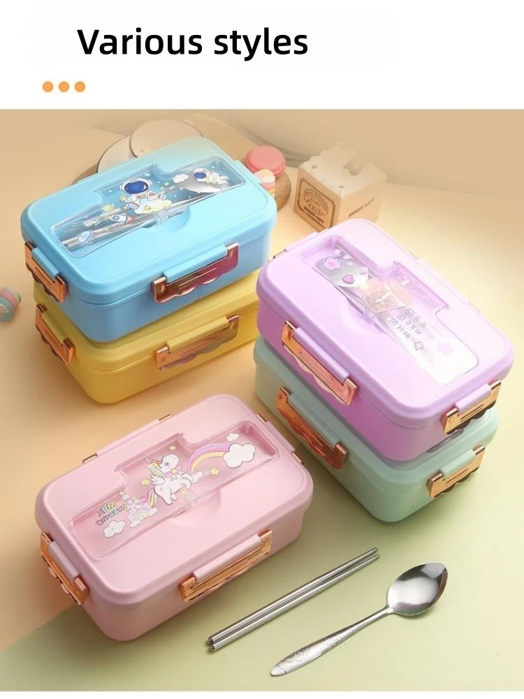 Cute Dinosaur Kids Lunch Box 3 Grid Bento Container for Students