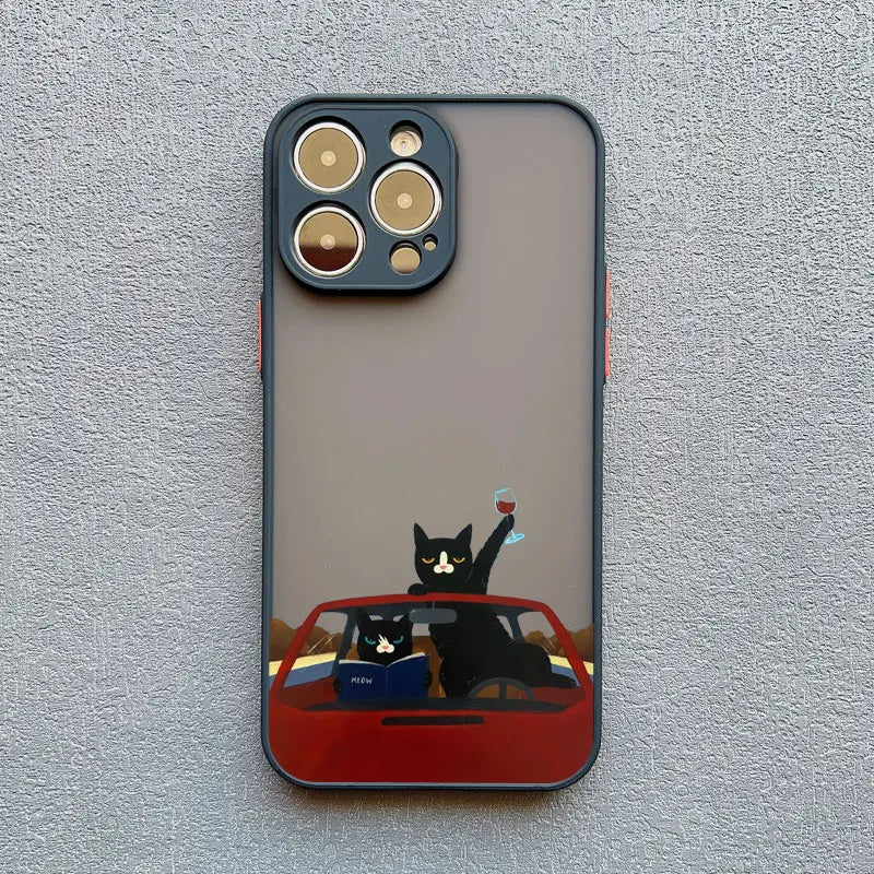 Funny Cat Phone Case for iPhone 11 12 13 14 15 16 17 Pro Max