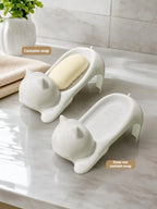 Cat Soap Box – Cute Cartoon Bathroom Drainage Soap Dish Holder Storage