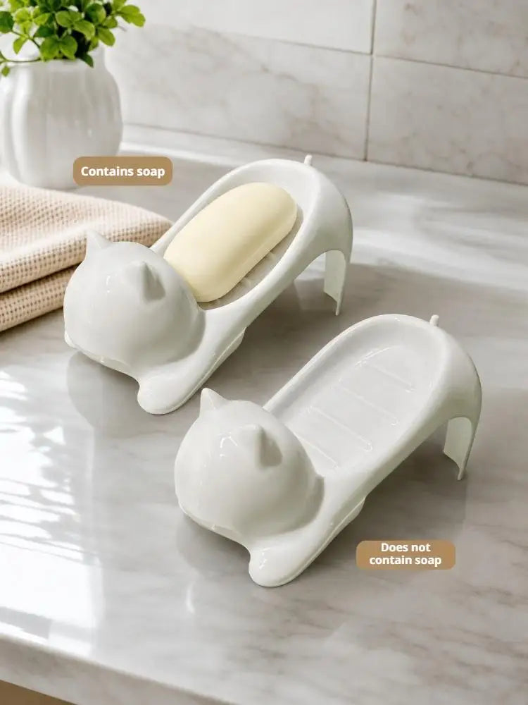 Cat Soap Box – Cute Cartoon Bathroom Drainage Soap Dish Holder Storage Main image