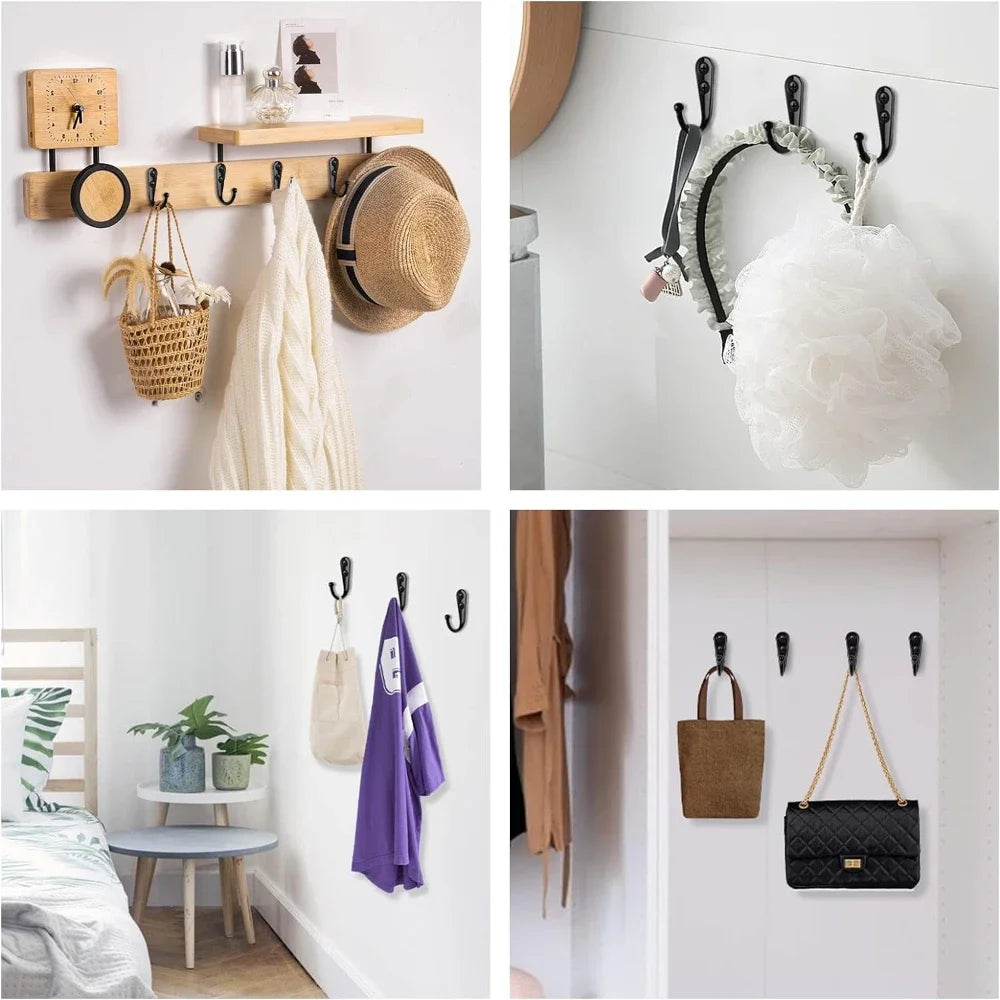 Alloy Wall Hooks with Screws Coat, Towel & Bag Hanging Hooks