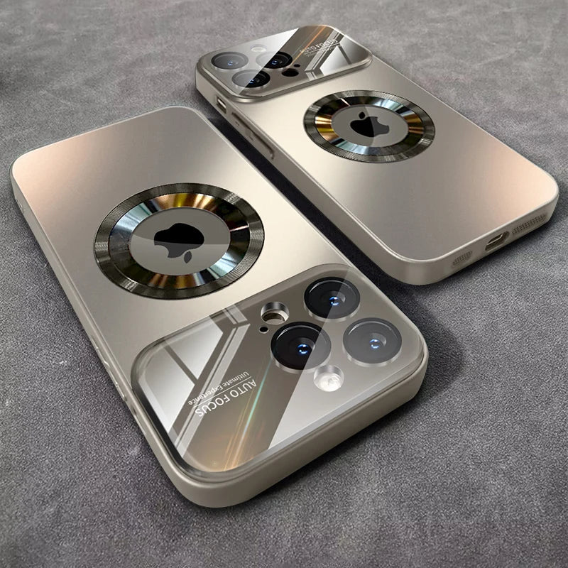 MagSafe Glass Camera Lens Case for iPhone 11 12 13 14 15 16 17 Pro Max