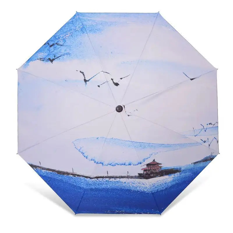 Buy Blue Sky Clouds Folding Umbrella UV Protection Parasol