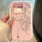 Gothic Angel Cross Line Phone Case for iPhone 11 12 13 14 15 16 17