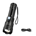 2000LM Tactical LED Flashlight USB Charging Zoom Torch