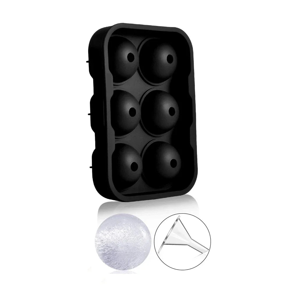 6 Grid Ice Cube Tray Large Round & Square Ice Mold for Whiskey & Cocktails