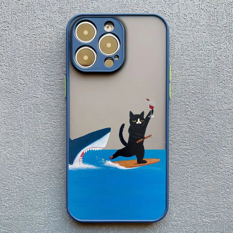 Funny Cat Phone Case for iPhone 11 12 13 14 15 16 17 Pro Max