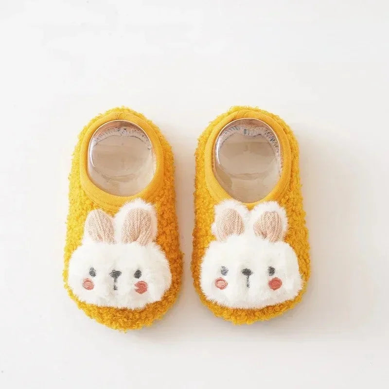 Cartoon Rabbit Baby Slippers Plush Warm Anti-Slip Toddler Shoes