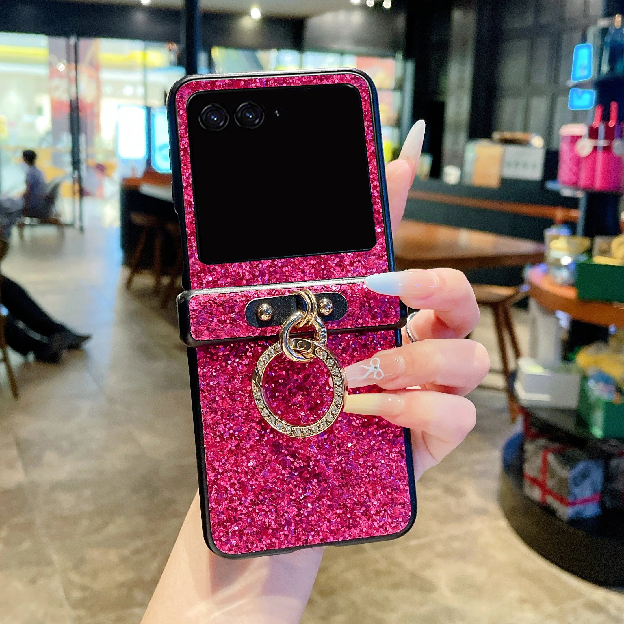 Luxury Glitter Ring Holder Case for Motorola Razr 70 60 50 Ultra