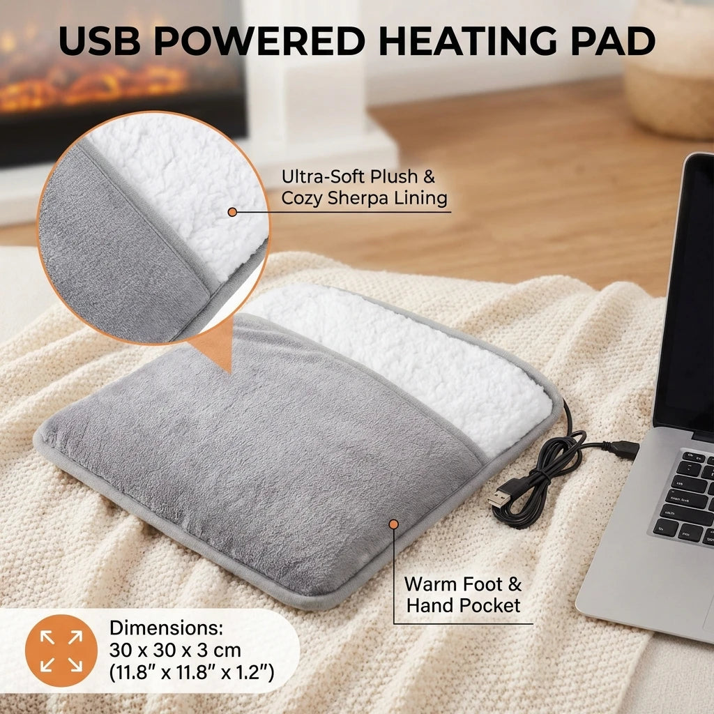 Winter Electric Foot Heating Pad Soft Washable Flannel Warmer Constant Heat