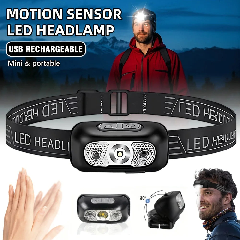 Motion Sensor Rechargeable LED Headlamp Ultra Bright Secondary image