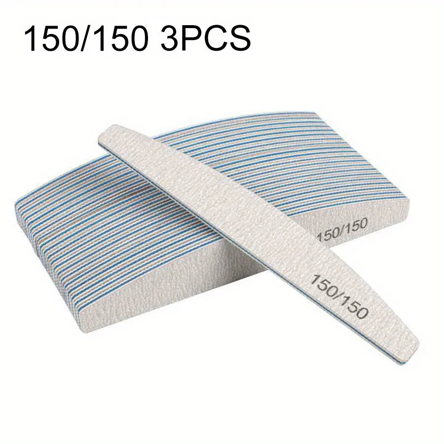 Professional Nail File Set 80-240 Grit Half Moon Nail Buffer