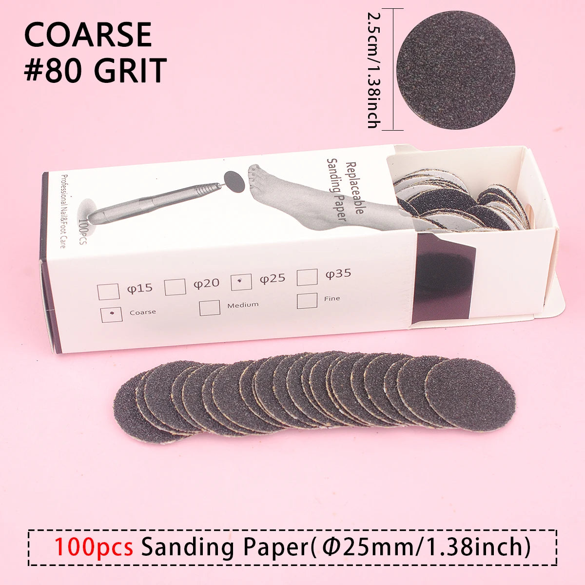 25mm Sandpaper Pedicure Discs Foot File