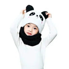 Kids Cartoon Winter Hat & Scarf Set Warm Fleece Cap