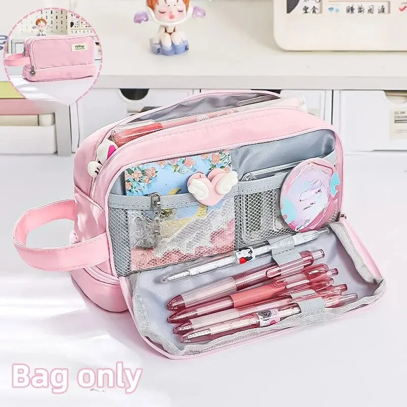 Large Capacity Pencil Case Macaron Color School Pen Bag